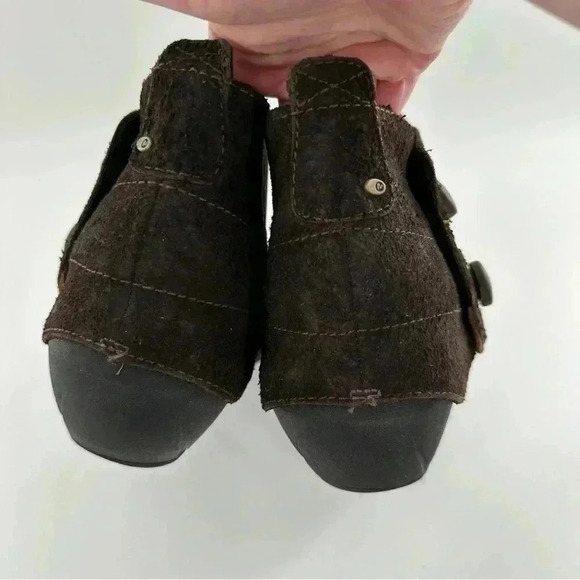 Merrell Luxe button ankle bootie 10 41 espresso brown suede stapled clog boot - Picture 6 of 13